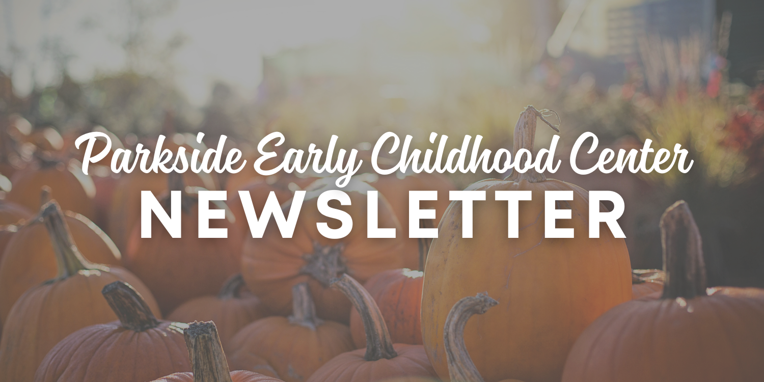 The sun shining above large orange pumpkins. The accompanying text reads,