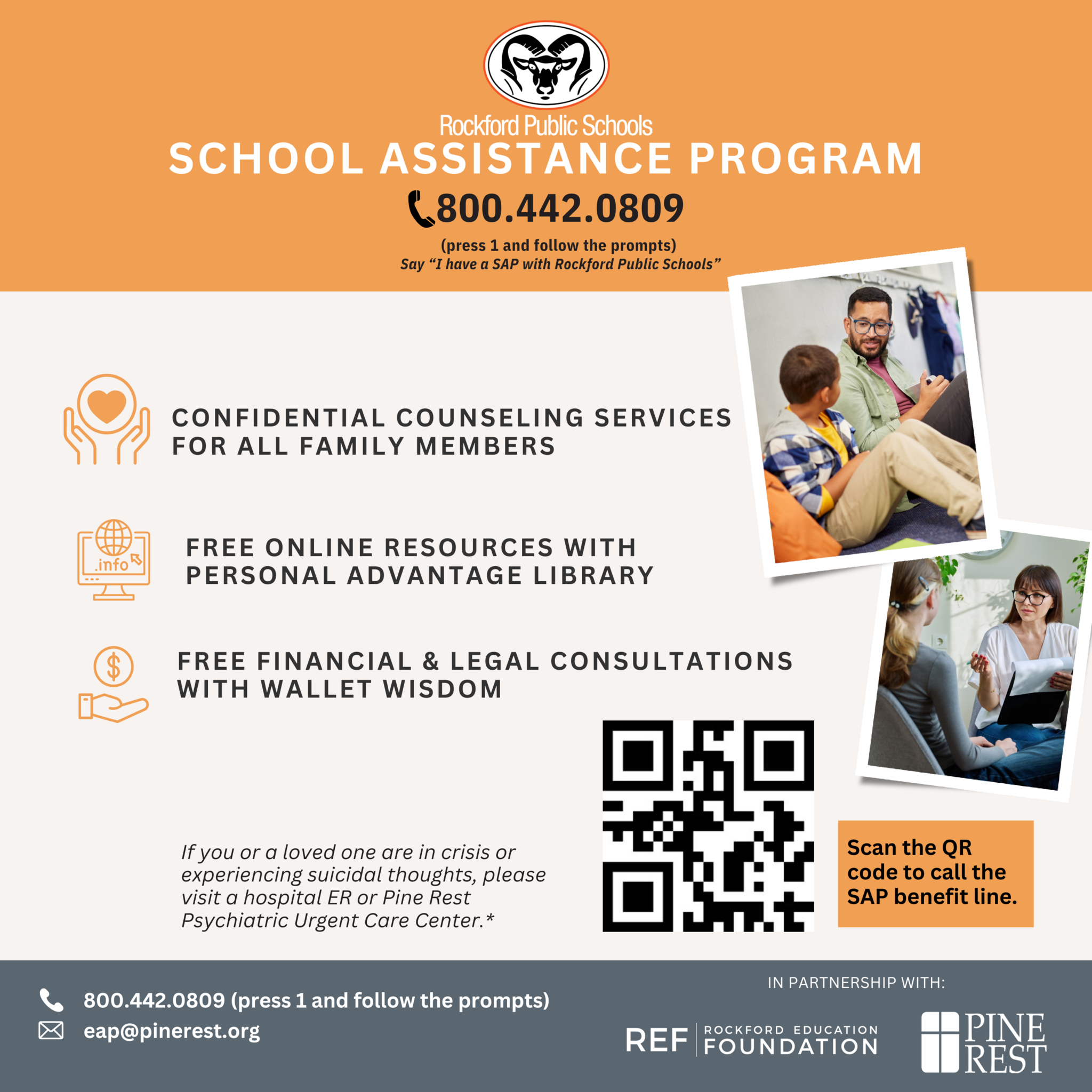 School Assistant Program (SAP) flyer for Rockford families.