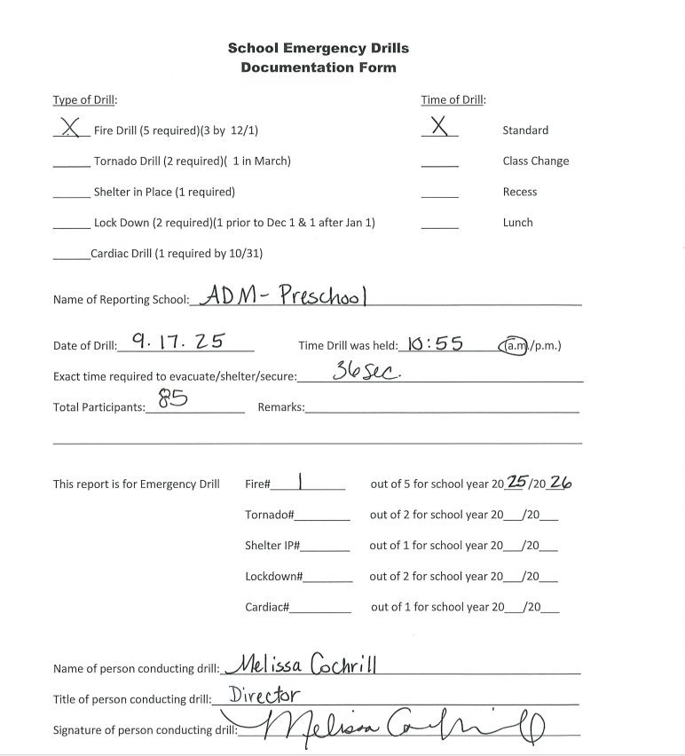 Signed Documentation Form