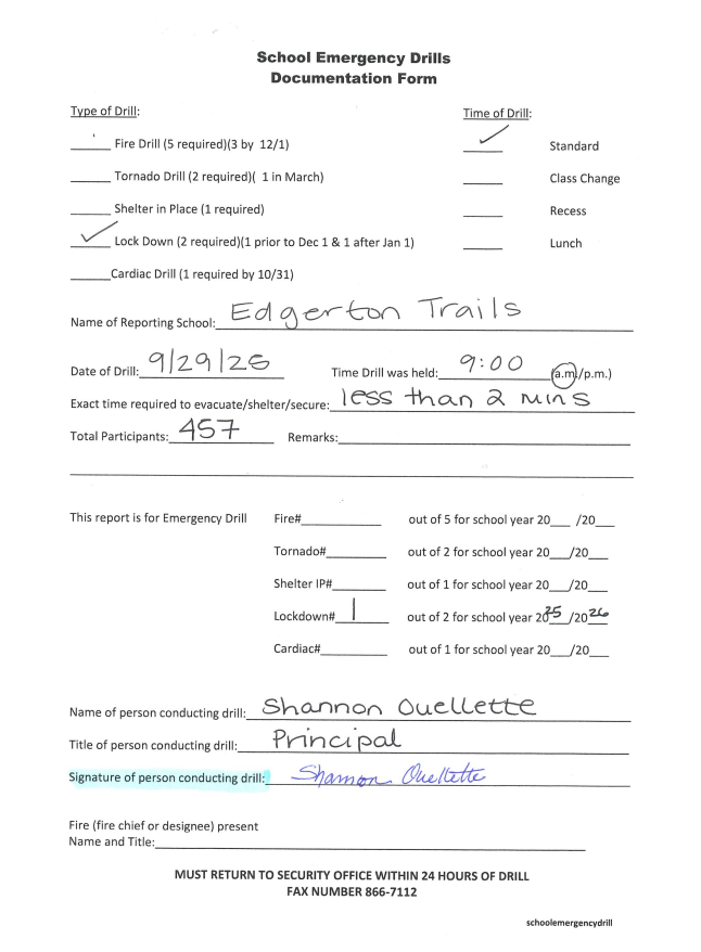 Signed Documentation Form