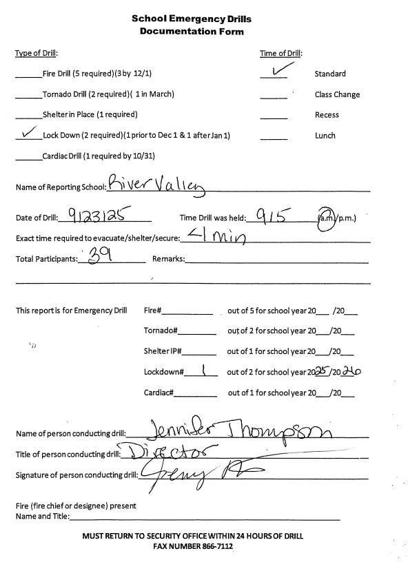 Signed Documentation Form