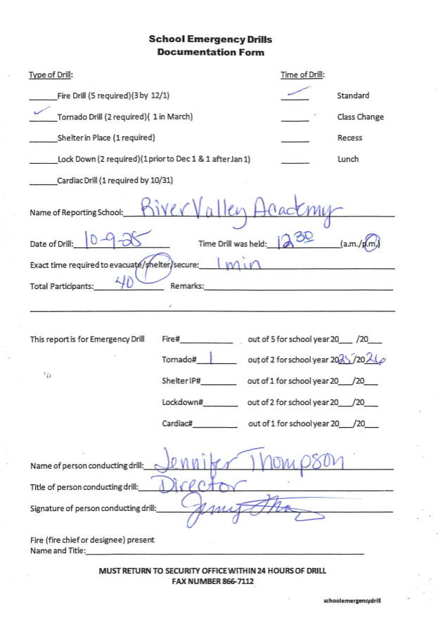 Signed Documentation Drill