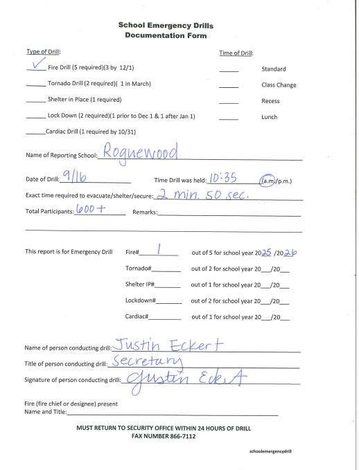 Signed Documentation Form