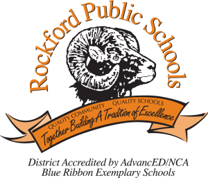 Rockford ram log, with Rockford Public Schools wrapping hover its head